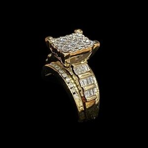 10K AG - Gold Plated over Silver - 1 Carat Moissanite Ring